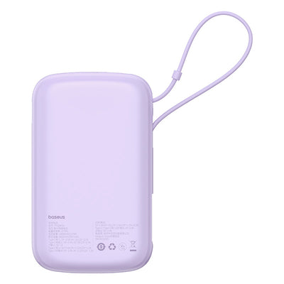 Baseus Qpow Pro+ 10000mAh 22.5W Power Bank with Built-in USB-C Cable and Display - Purple