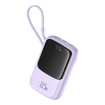 Baseus Qpow Pro+ 10000mAh 22.5W Power Bank with Built-in USB-C Cable and Display - Purple