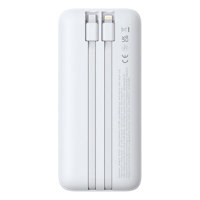 Baseus Lipow 20000mAh 22.5W Powerbank with two built-in cables with additional Baseus Simple USB-A - USB-C 3A 20cm cable - wh
