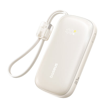 Baseus EnerFill FC21 Qpow 3 Ultra 10000mAh 22.5W Powerbank with attached cable lanyard - beige