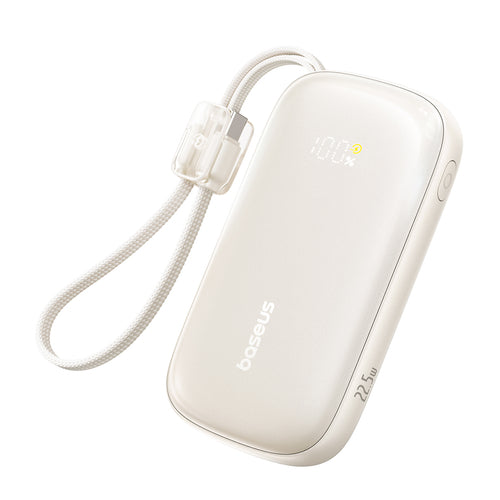 Baseus EnerFill FC21 Qpow 3 Ultra 10000mAh 22.5W Powerbank with attached cable lanyard - beige