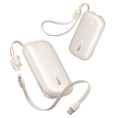 Baseus EnerFill FC21 Qpow 3 Ultra 10000mAh 22.5W Powerbank with attached cable lanyard - beige