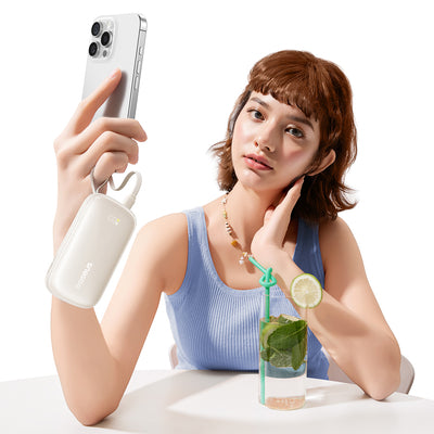 Baseus EnerFill FC21 Qpow 3 Ultra 10000mAh 22.5W Powerbank with attached cable lanyard - beige