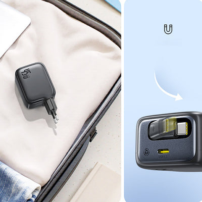 Baseus EnerCore CJ11 45W Wall Charger with USB-C Port and Retractable USB-C Cable - Black