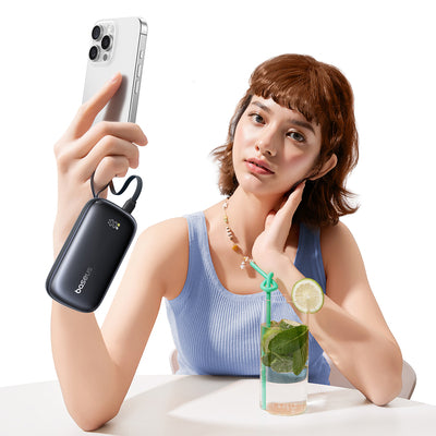 Baseus EnerFill FC21 Qpow 3 Ultra 10000mAh 45W Power Bank with Attached Lanyard Cable - Black