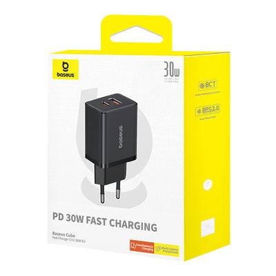Baseus Cube Pro 30W USB-C USB-A Wall Charger - Black