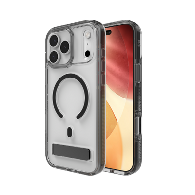 ZAGG Santa Cruz Snap KS MagSafe Case with Stand for iPhone 17 Pro Max - Clear and Black