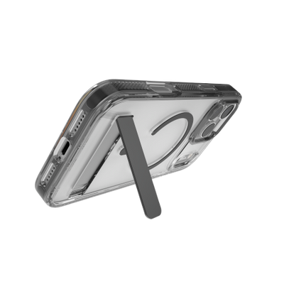 ZAGG Santa Cruz Snap KS MagSafe Case with Stand for iPhone 17 Pro Max - Clear and Black