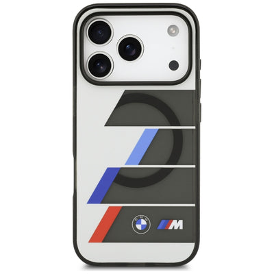 BMW M IML Metal Buttons Tricolor Lines MagSafe Case for iPhone 17 Pro Max - Gray