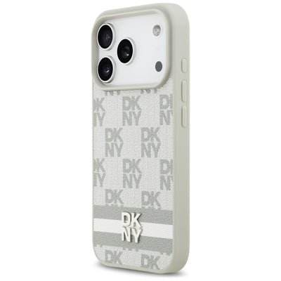 DKNY Checkered with Printed Stripes iPhone 17 Pro Case - Beige