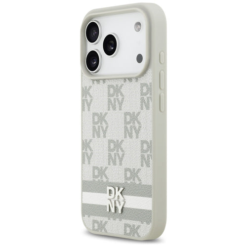 DKNY Checkered with Printed Stripes iPhone 17 Pro Case - Beige