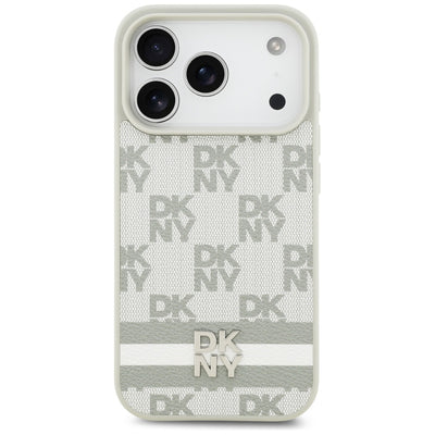DKNY Checkered with Printed Stripes iPhone 17 Pro Case - Beige