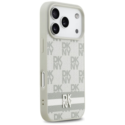 DKNY Checkered with Printed Stripes iPhone 17 Pro Case - Beige