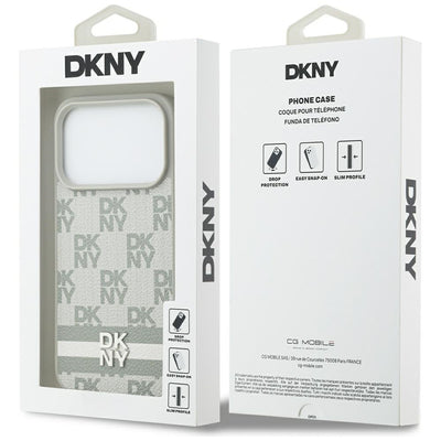 DKNY Checkered with Printed Stripes iPhone 17 Pro Case - Beige