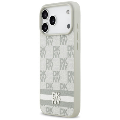 DKNY Checkered with Printed Stripes Case for iPhone 17 Pro Max - Beige