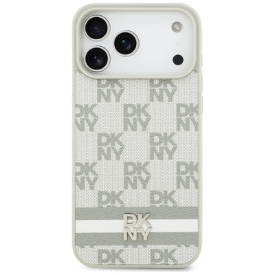 DKNY Checkered with Printed Stripes Case for iPhone 17 Pro Max - Beige