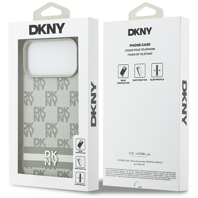 DKNY Checkered with Printed Stripes Case for iPhone 17 Pro Max - Beige
