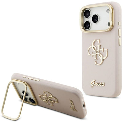 Guess Grained Big 4G &amp; Stand Camera Case for iPhone 17 Pro - Pink