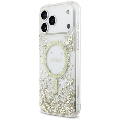 Guess Resin Bottom Glitter MagSafe Case for iPhone 17 Pro Max - Gold