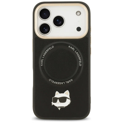 Karl Lagerfeld Big Strap Choupette Metal Logo MagSafe Case for iPhone 17 Pro Max - Black