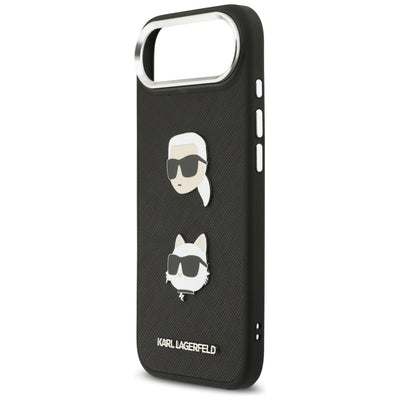 Karl Lagerfeld FW Grained Karl &amp; Choupette Heads Pins &amp; Logo iPhone Air Case - Black