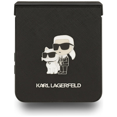Karl Lagerfeld Saffiano Karl&amp;Choupette Pin Case for Samsung Galaxy Z Flip 7 - Black