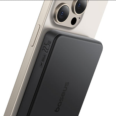 Baseus Airpow II 10000mAh Qi2 Power Bank with MagSafe 22.5W with Baseus Simple Series USB-C Cable - USB-C 20V/3A (30cm) - Bla