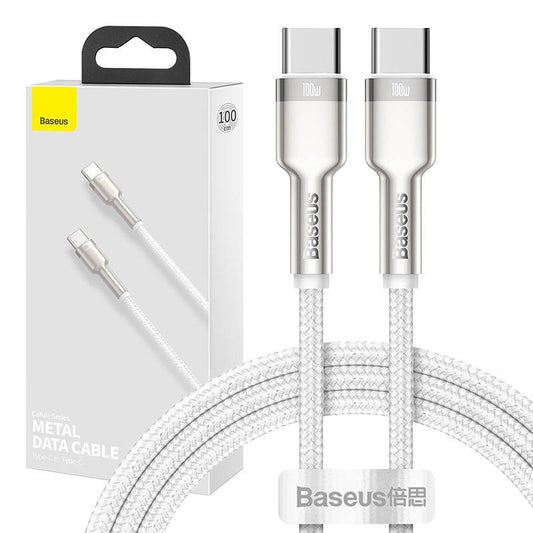 Cable USB-C to USB-C Baseus Cafule, 100W, 1m (white) - Product Image 1