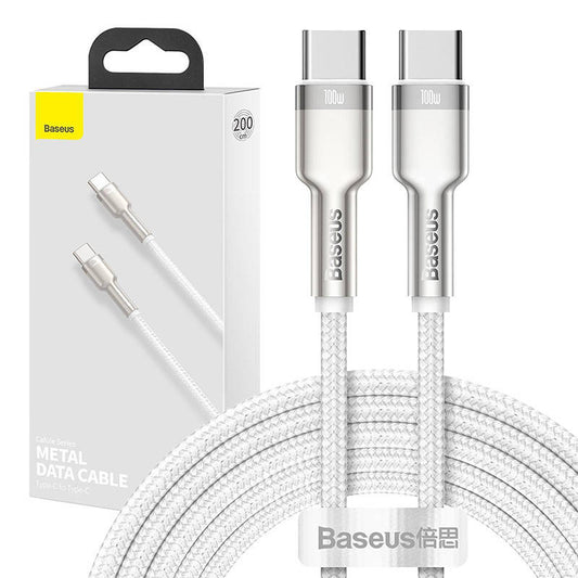 Cable USB-C to USB-C Baseus Cafule, 100W, 2m (white) - Product Image 1