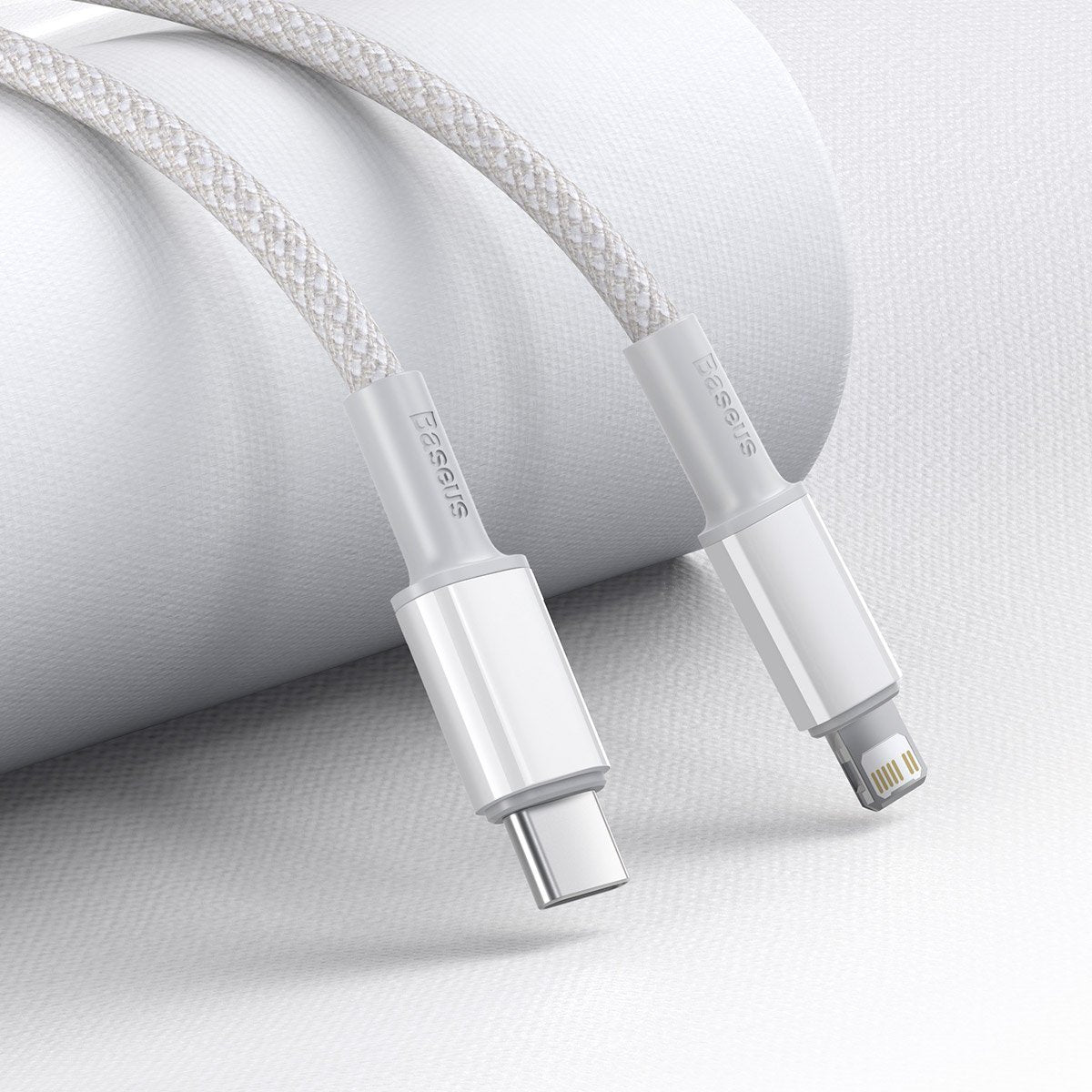 USB-C to Lightning Baseus High Density Braided Cable, 20W, PD, 2m (white) - Product Image 4