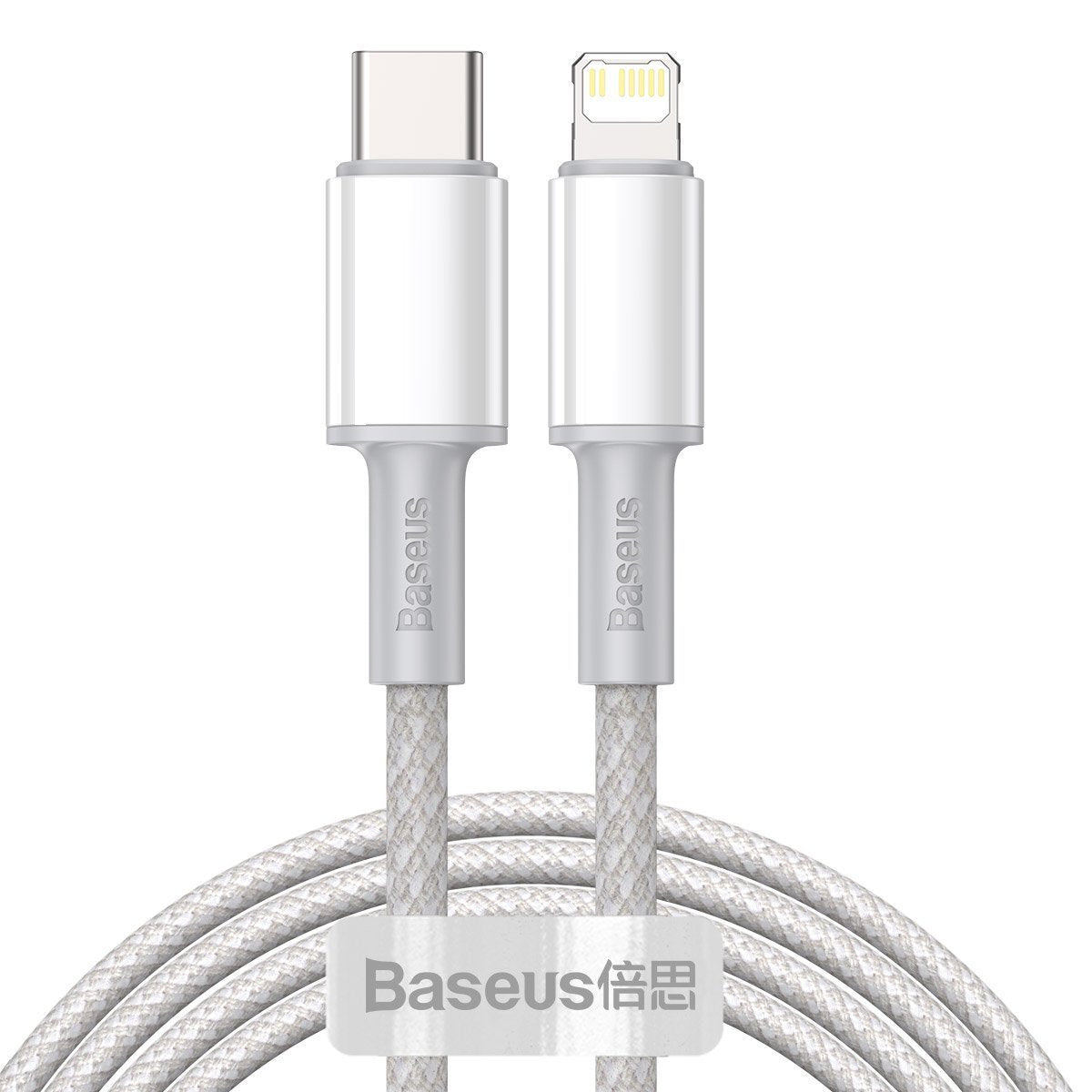 USB-C to Lightning Baseus High Density Braided Cable, 20W, PD, 2m (white) - Product Image 1