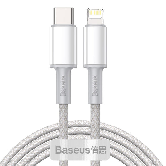 USB-C to Lightning Baseus High Density Braided Cable, 20W, PD, 2m (white) - Product Image 1