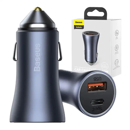 Ładowarka samochodowa Baseus Golden Contactor Pro, USB + USB-C, QC4.0+, PD, SCP, 40W (szara) - Product Image 1