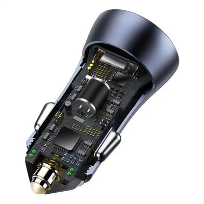 Ładowarka samochodowa Baseus Golden Contactor Pro, 2x USB, 40W (szara) + kabel USB do USB-C 1m (czarny) - Product Image 7
