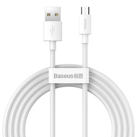 Baseus Simple Wisdom Data Cable Kit USB to Micro 2.1A (2PCS/Set) 1.5m White - Product Image 2