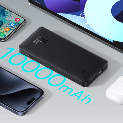Powerbank Baseus Airpow Lite 10000mAh 15W z kablem Baseus Simple USB-C 30 cm - czarny