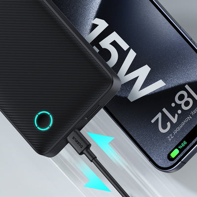 Powerbank Baseus Airpow Lite 10000mAh 15W z kablem Baseus Simple USB-C 30 cm - czarny