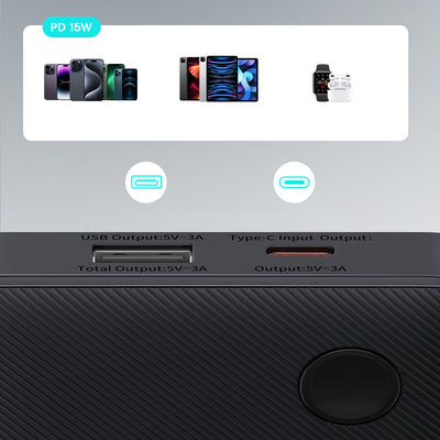 Powerbank Baseus Airpow Lite 10000mAh 15W z kablem Baseus Simple USB-C 30 cm - czarny