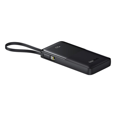Powerbank Baseus Bipow 2 10000mah 20W z cyfrowym wyświetlaczem z wbudowanym kablem USB-C - czarny