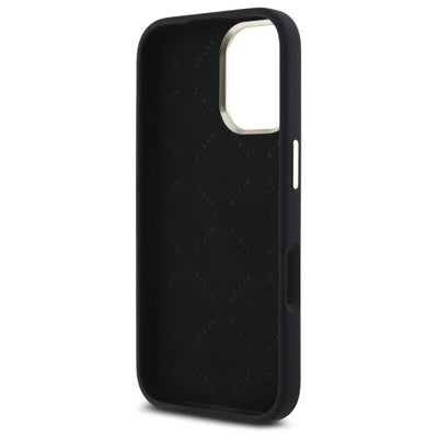 Guess Silicone Script Metal Logo &amp; Frame Case for iPhone 16 Plus - Black