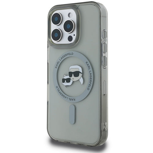 Karl Lagerfeld IML Metal Karl&amp;Choupette Head MagSafe Case for iPhone 16 Pro - Black