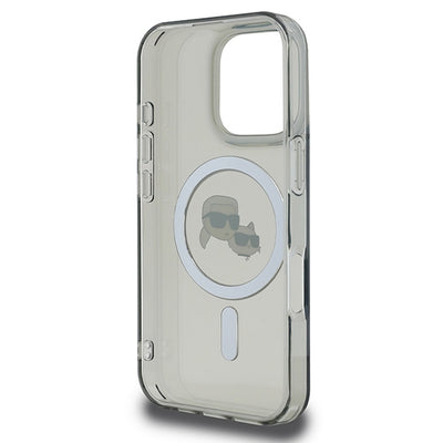 Karl Lagerfeld IML Metal Karl&amp;Choupette Head MagSafe Case for iPhone 16 Pro - Black