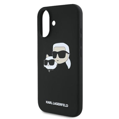 Karl Lagerfeld Silicone Nauble Heads Print MagSafe Case for iPhone 16 - Black
