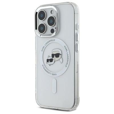Karl Lagerfeld IML Metal Karl&amp;Choupette Head MagSafe Case for iPhone 16 Pro Max - White