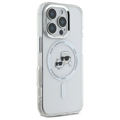 Karl Lagerfeld IML Metal Karl&amp;Choupette Head MagSafe Case for iPhone 16 Pro Max - White