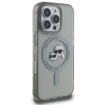 Karl Lagerfeld IML Metal Karl&amp;Choupette Head MagSafe Case for iPhone 16 Pro Max - Black