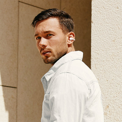 Baseus Bass 15 Clip OWS Wireless Headphones with Baseus Simple USB-C 3A 30cm Cable - White