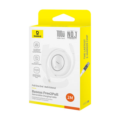 Baseus Free2Pull Mini 100W Retractable USB-C Cable - USB-C 2m - White