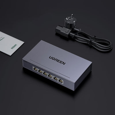 Switch Ugreen 6-Port 1Gb/s Ethernet Switch with PoE - Gray