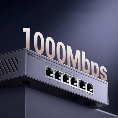 Switch Ugreen 6-Port 1Gb/s Ethernet Switch with PoE - Gray